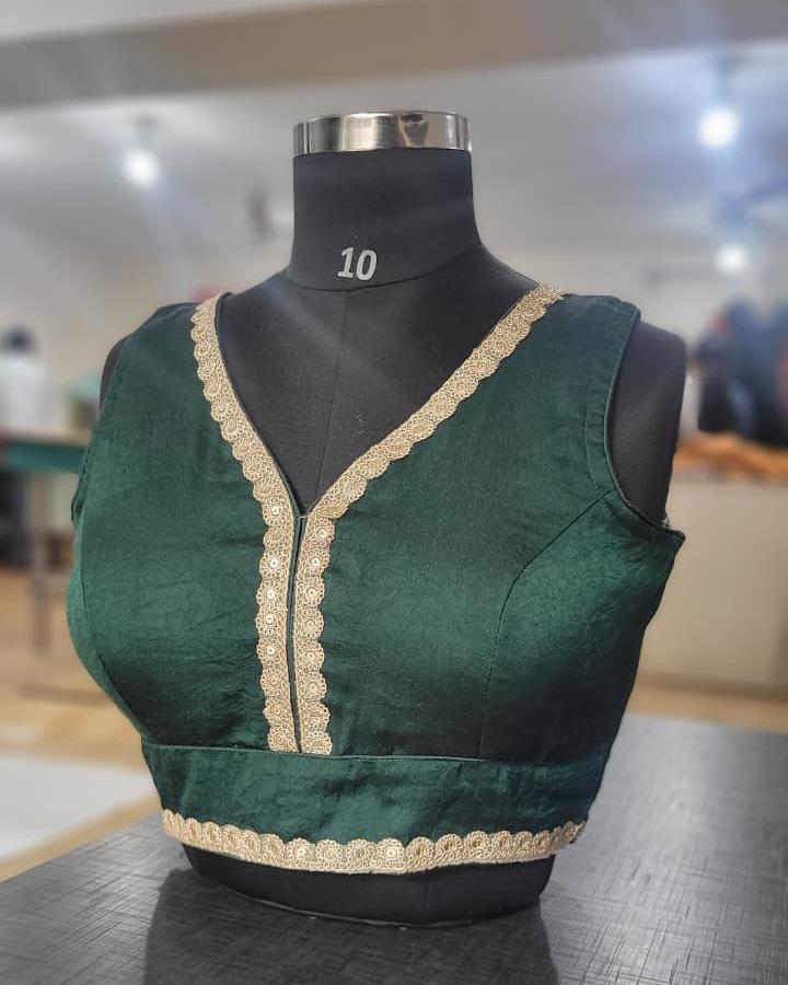 Aari work bridal blouse close-up, Chandra Boutique Bangalore